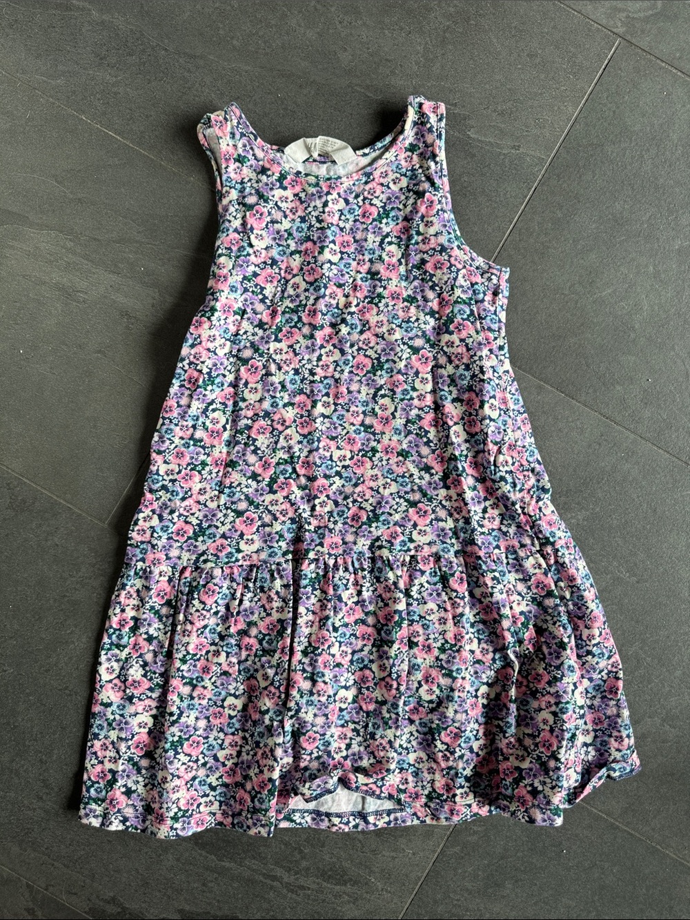 H and m size 6/7 Girls Floral Sleeveless Dress - Pink & Blue